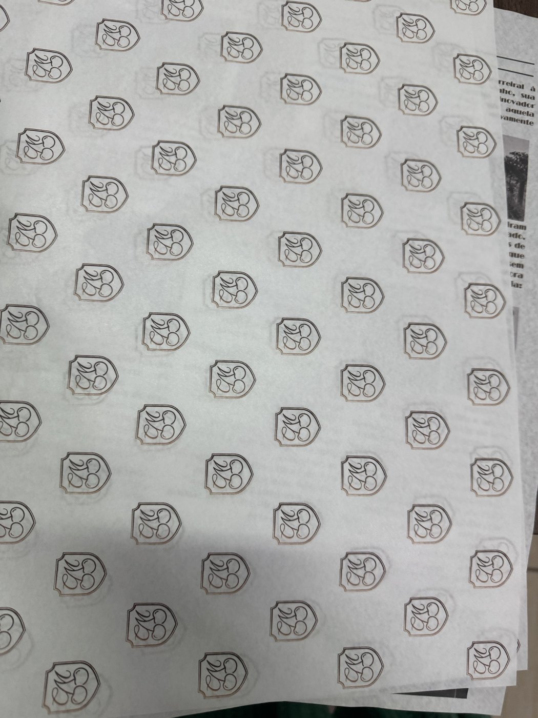 Folhas de papel seda com logo de cliente impressa